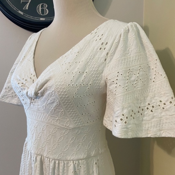 Anthropologie Maeve XS Maxi dress soft t shirt material eyelet Like New - Picture 4 of 13